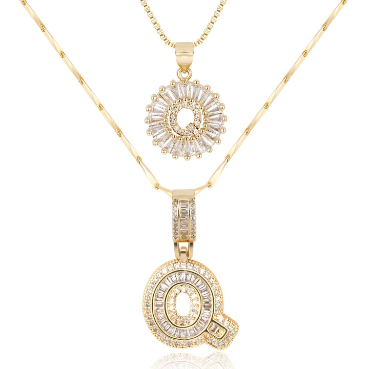Skanto | 2pc 14k Diamant Bokstav Initial Halskjeder