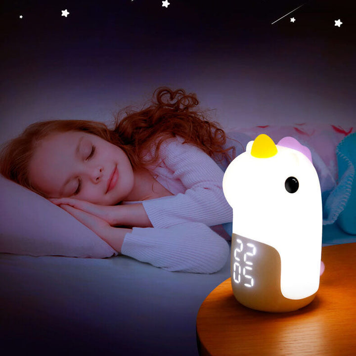 Skanto | Unilora DreamLight Vekkerklokke | Enhjørning Design | Timer & LED Nattlampe | Barnerom Dekor