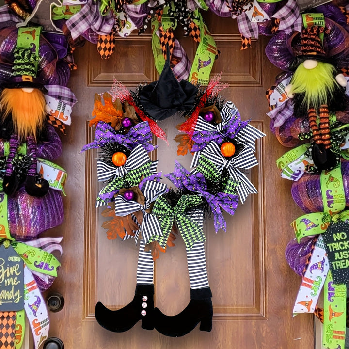 Skanto | Halloween Spenstige Heks Ben Krans | Festlig Dørdekorasjon