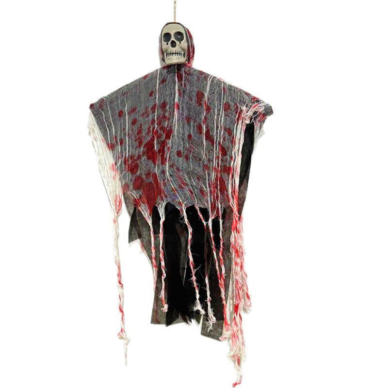 Skanto | Halloween Hengende Dekorasjon – Blodrød Luminøs Hodeskalle Spøkelse