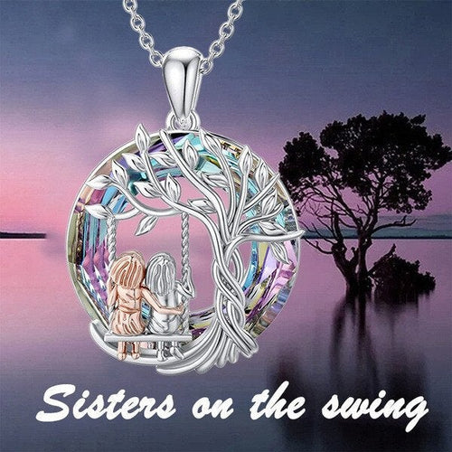 Skanto | Livets Tre Søster på Sving Cry-stal Pendel Halskjede