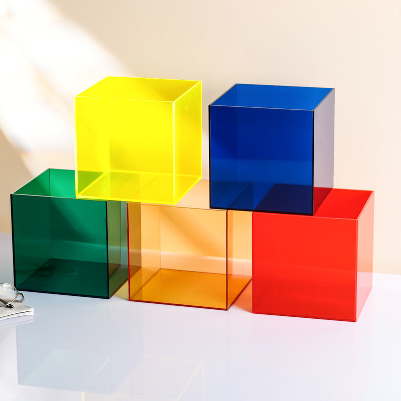 Gjennomsiktig fargeakrylbox støvbeskyttelse Lego integrert modell hånddisplay lagringsboks