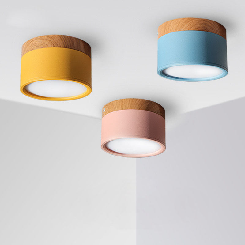 Ming-montert Downlight Macaron LED-Downlight 12W trefiber variabel lys veranda gang soverom