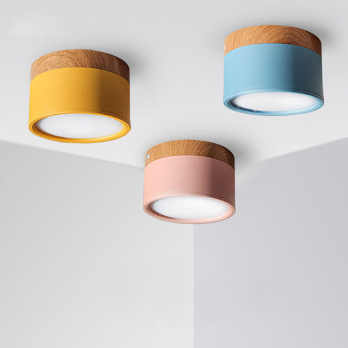 Ming-montert Downlight Macaron LED-Downlight 12W trefiber variabel lys veranda gang soverom