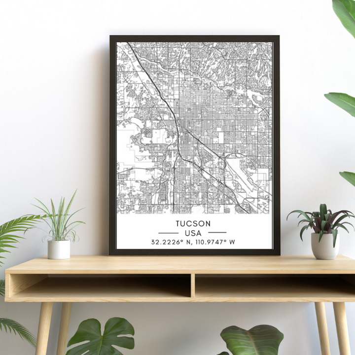 Kart over Tucson – Lerretsbilde