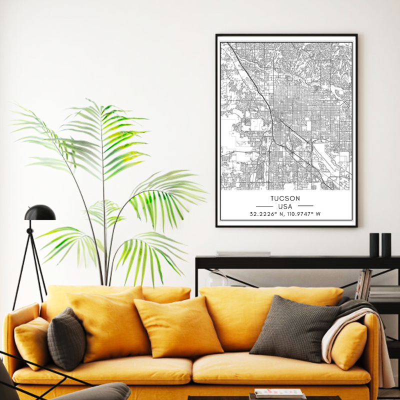 Kart over Tucson – Lerretsbilde
