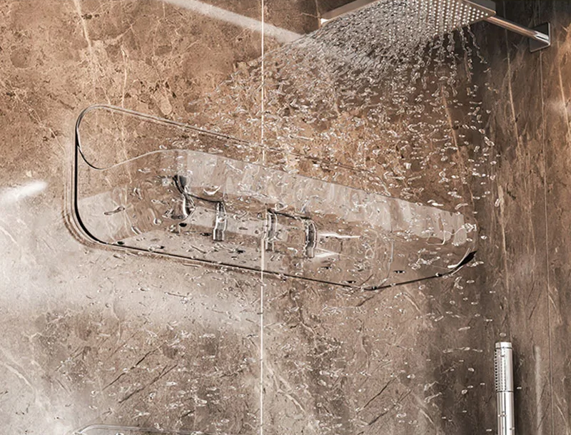 ClearGrip Akrylveggregal uten boring – Transparent baderegale for kosmetikk, sjampo og mer Skanto