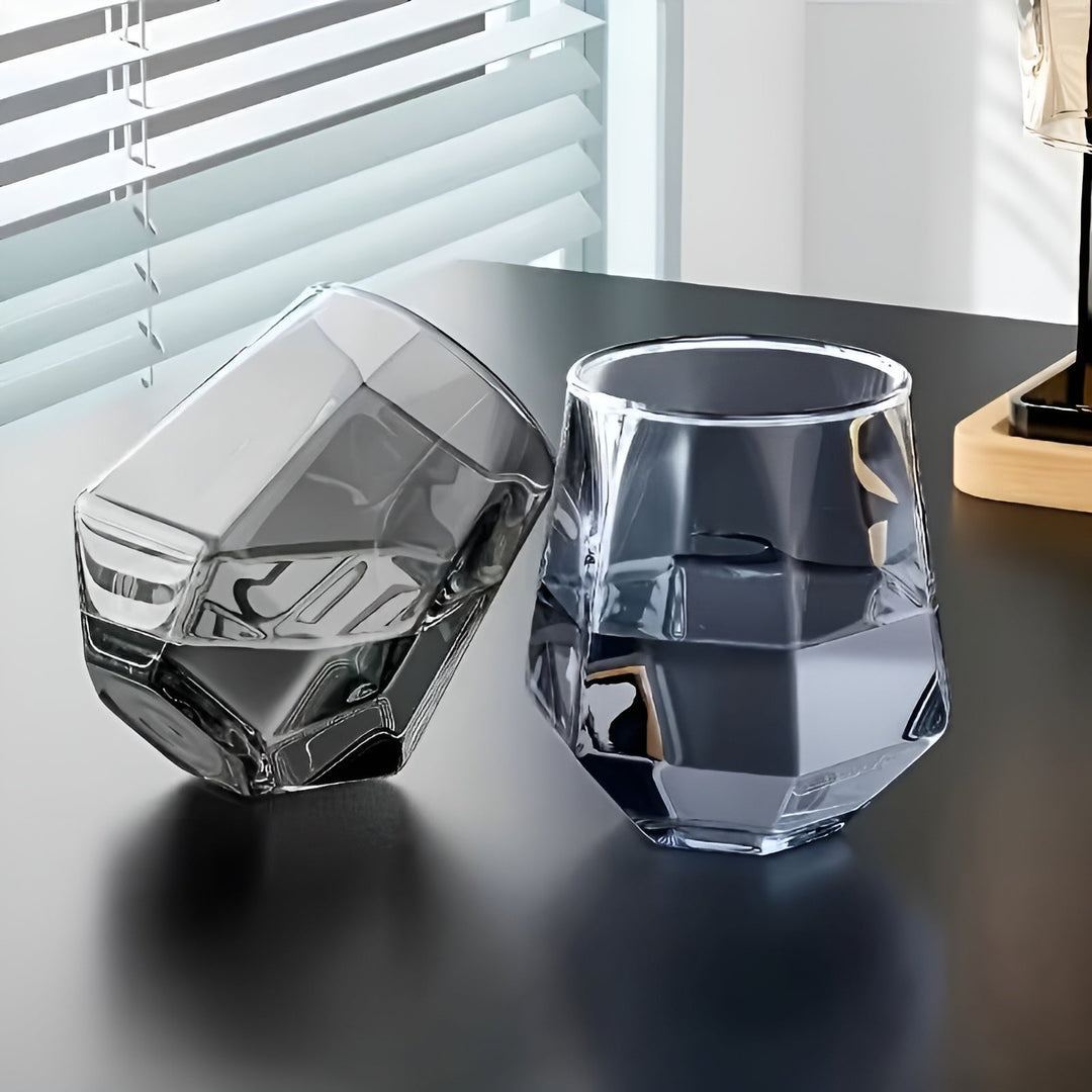 Glass Cup i Transparent Design, 4-Delts Sett – Stilig og Dekorativ Design | 300 ml Glass Cup for Vann, Juice, og Te | Skanto