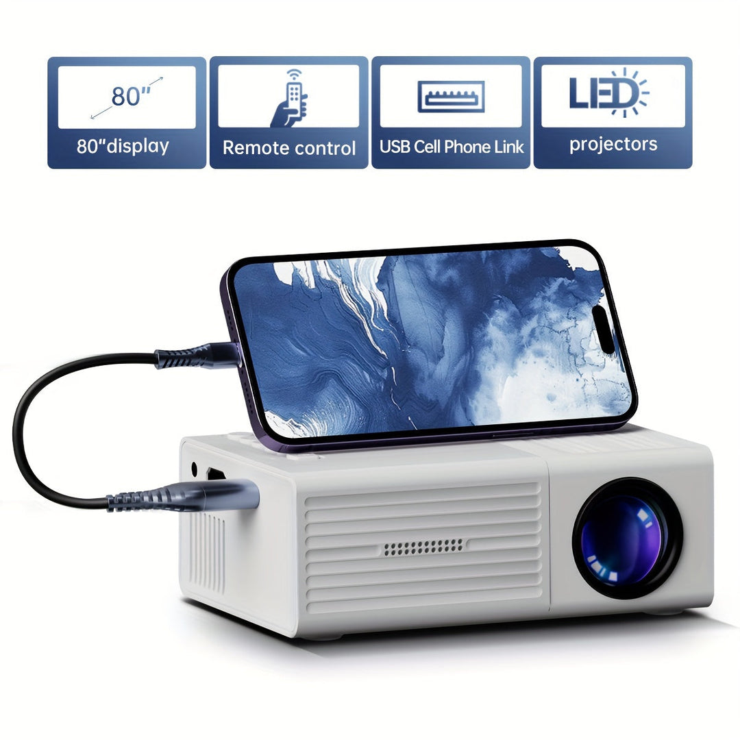 Skanto | Ultra-Lys Mini Prosjektor 3000 Lumen – Bærbar, HDTV & USB, Ideell for Hjemmekino & Utendørs!