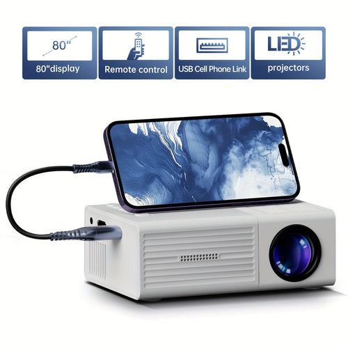 Skanto | Ultra-Lys Mini Prosjektor 3000 Lumen – Bærbar, HDTV & USB, Ideell for Hjemmekino & Utendørs!