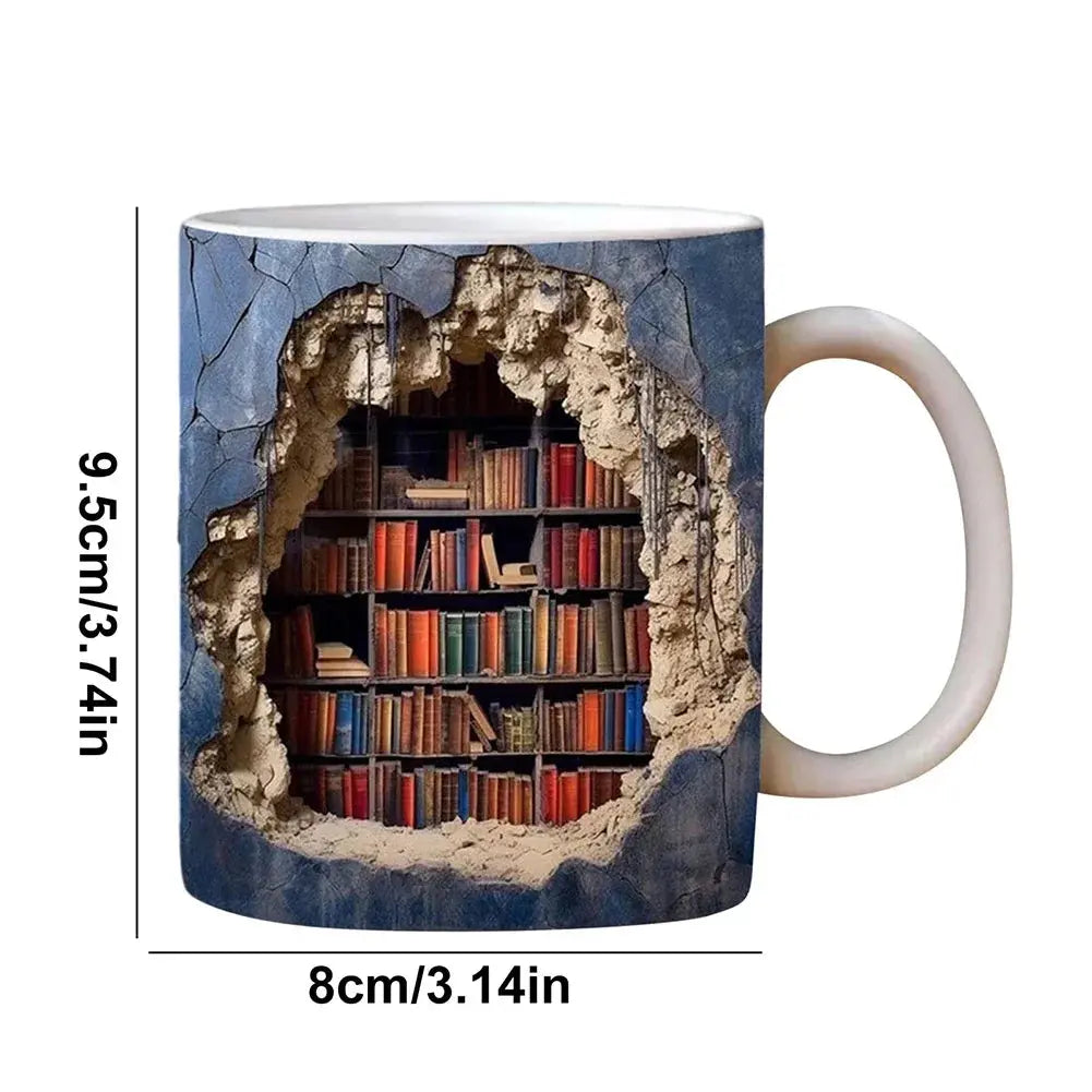 Skanto | Bokhylle Krus – 3D Keramisk Kaffe Krus for Bokelskere