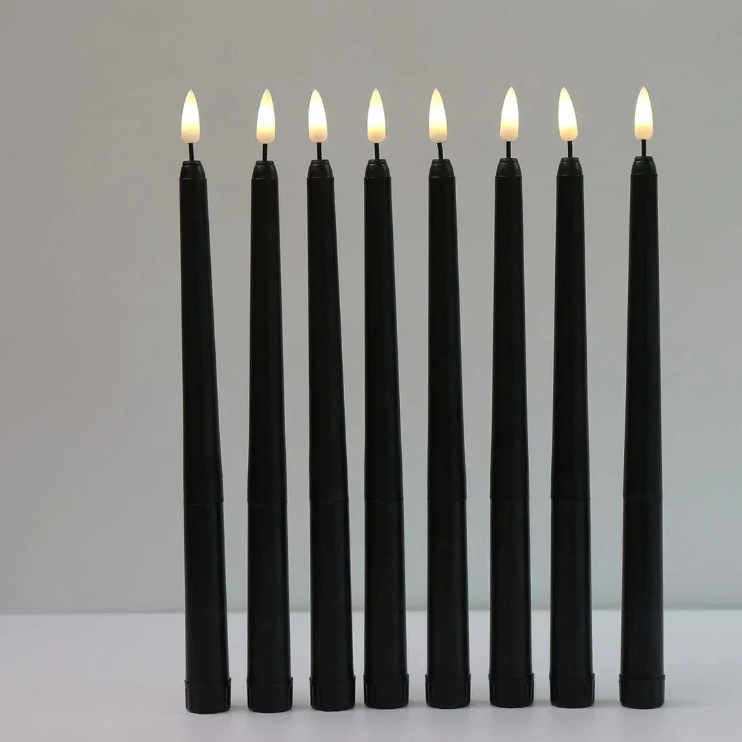 Skanto | 3 deler svarte LED lys med flimrende flamme