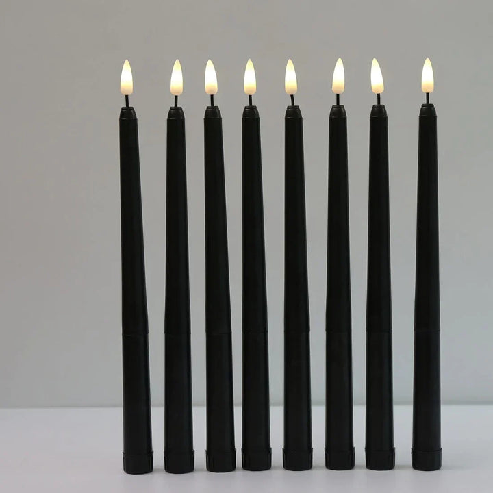 Skanto | 3 deler svarte LED lys med flimrende flamme
