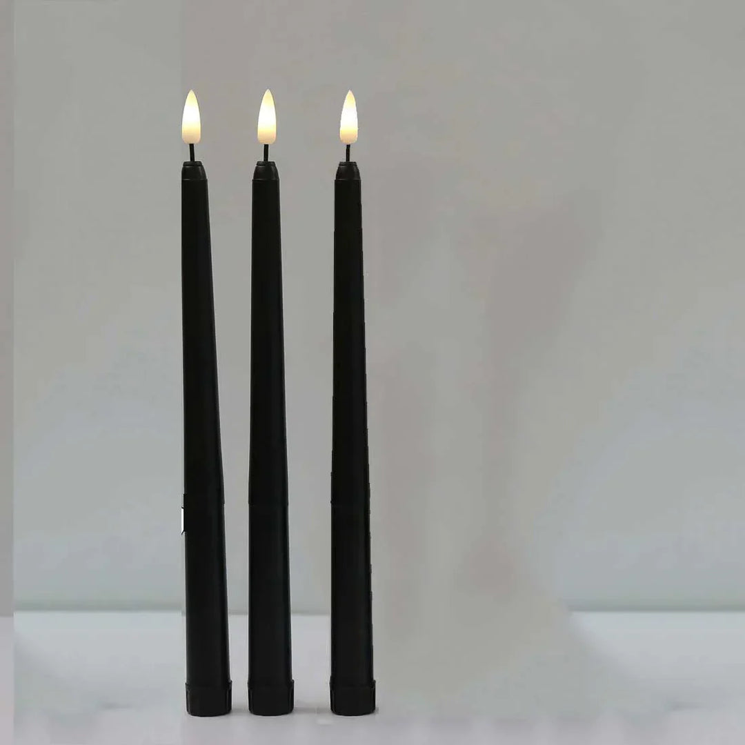 Skanto | 3 deler svarte LED lys med flimrende flamme