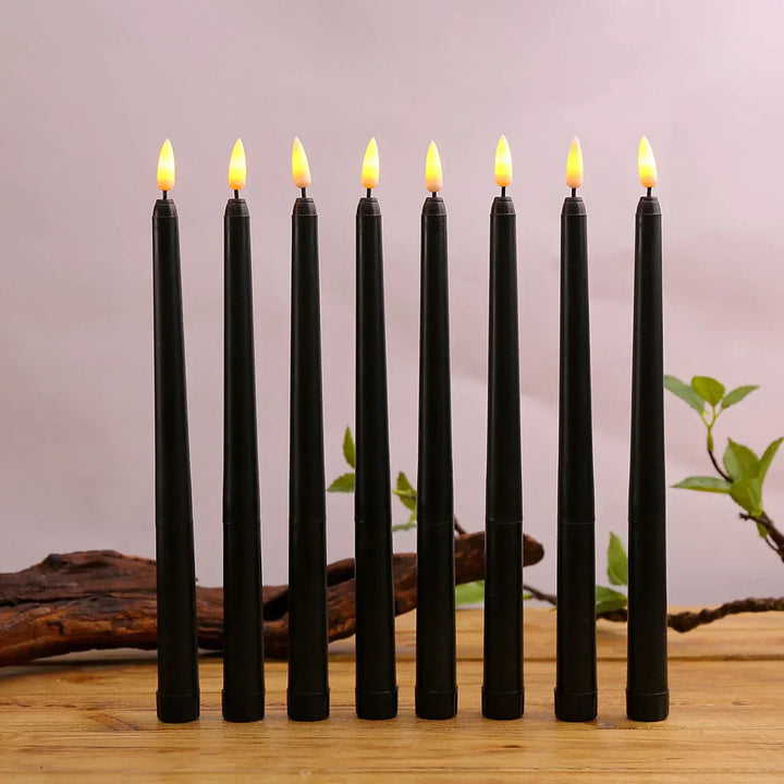 Skanto | 3 deler svarte LED lys med flimrende flamme