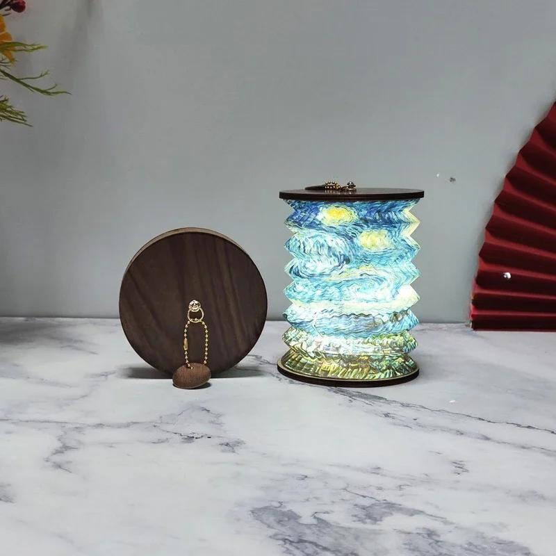 Japansk sammenleggbar bordlampe – Lantern lampe – USB ladbar – for soverom