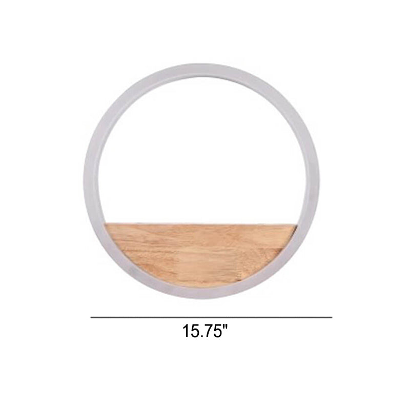 Skanto | Lumoshelf LED Vegglampe | Massiv Trematerial med Hylle | Rund Vegglampe | Varm & Hvit Lys