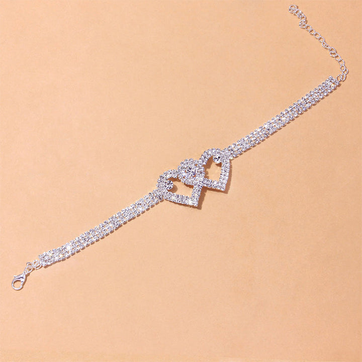 Skanto | Double Love Heart Rhinestone Anklet
