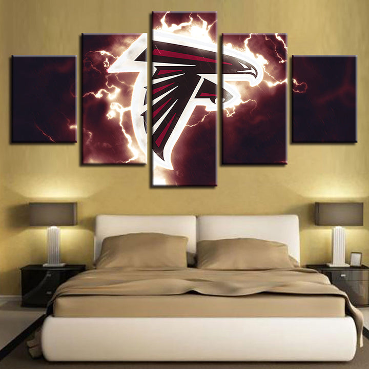 Elektrisk Atlanta Falcons Logo 5 deler - Lærred Veggkunst Maleri