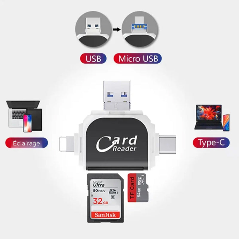 Universal 4-i-1 Sd Tf Kortleser | Skanto