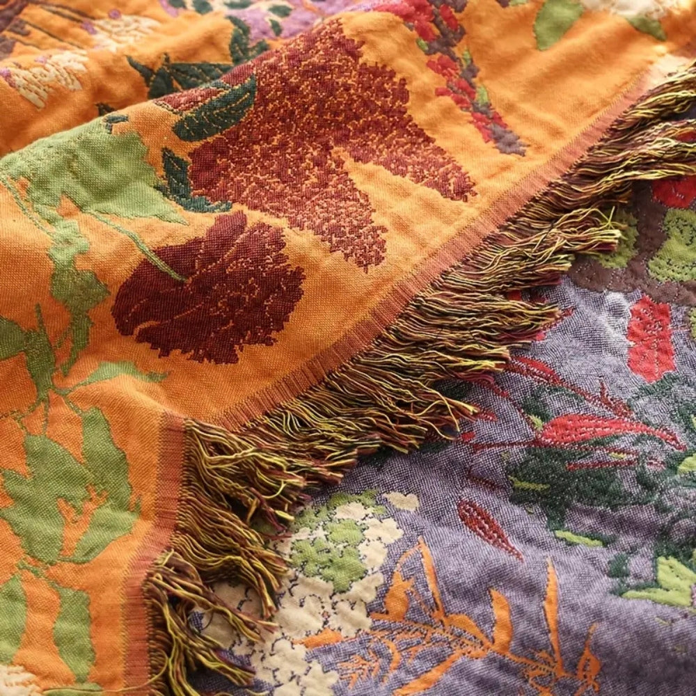 Skanto | Botanic Floral Cotton Tassel Blanket