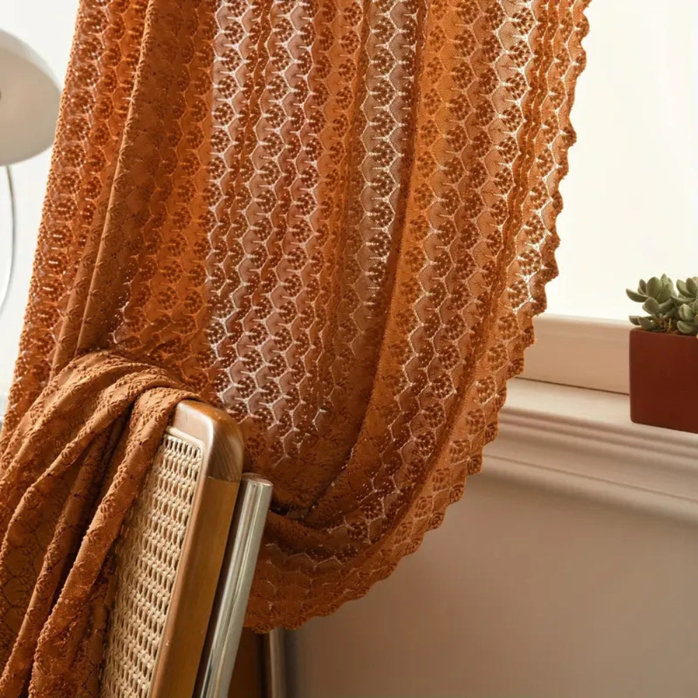 Amber Glow Boho Häkel-Fenstervorhang