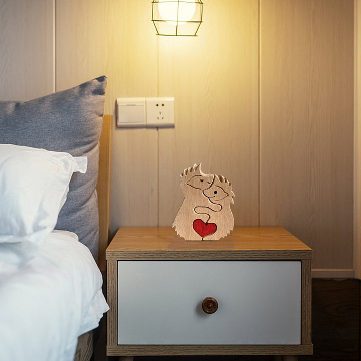 Skanto | Søtt dyrefamilie ornament, tre puslespill figur - 🎁Kjærlighetsgave