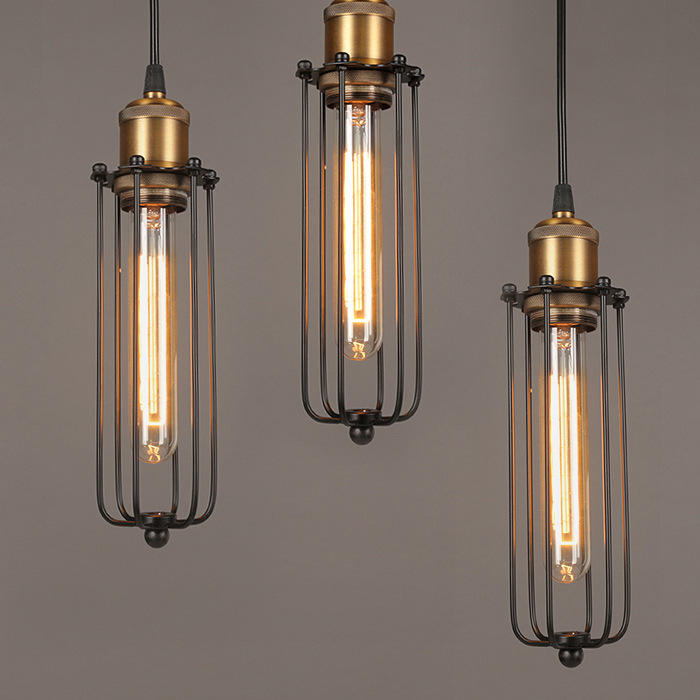 Skanto | Industriell Pendellampe i Retro Design – Vintage Hengelampe med Metallgitter