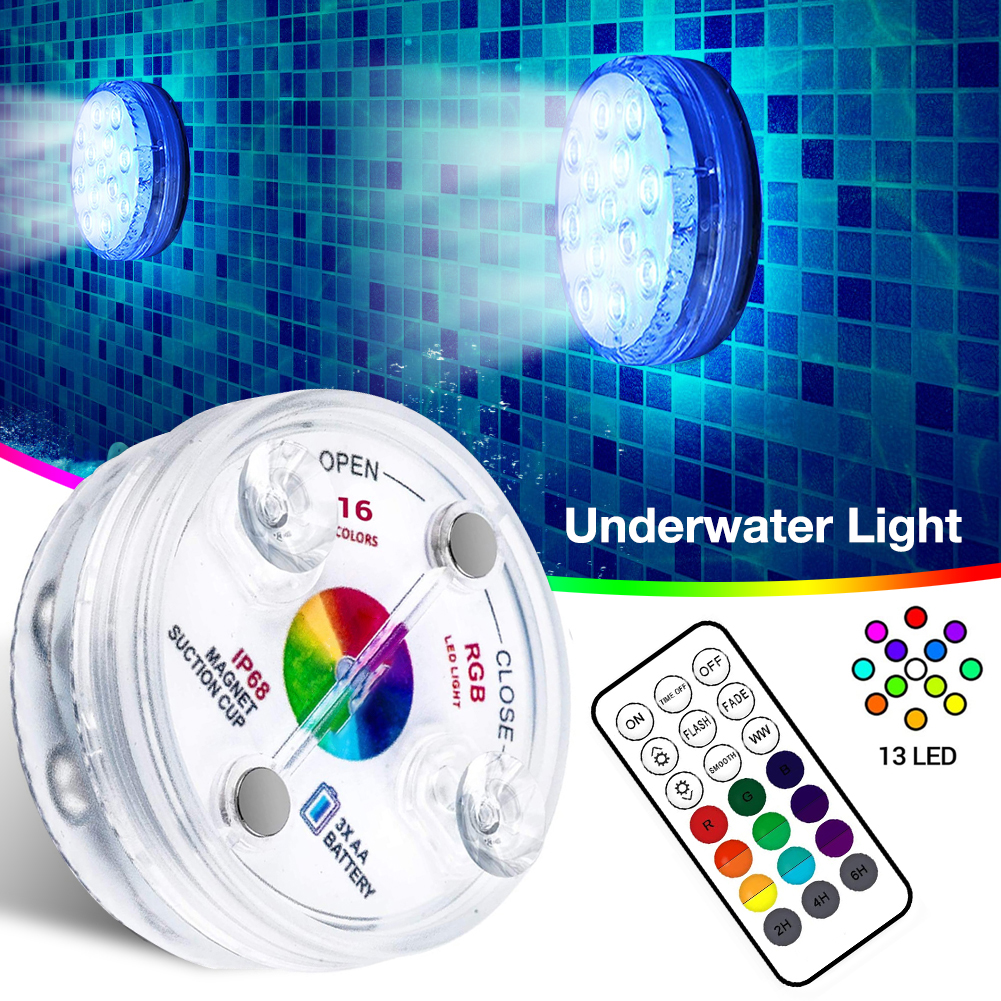 Skanto | Undervanns LED lys med fjernkontroll – RGB flerfarget bassengbelysning for bad og dammer