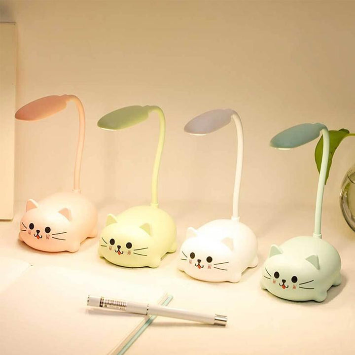 Skanto | Mini Tegneserie Katt LED Øyevern Leselampe USB Oppladbar Skrivebordlampe