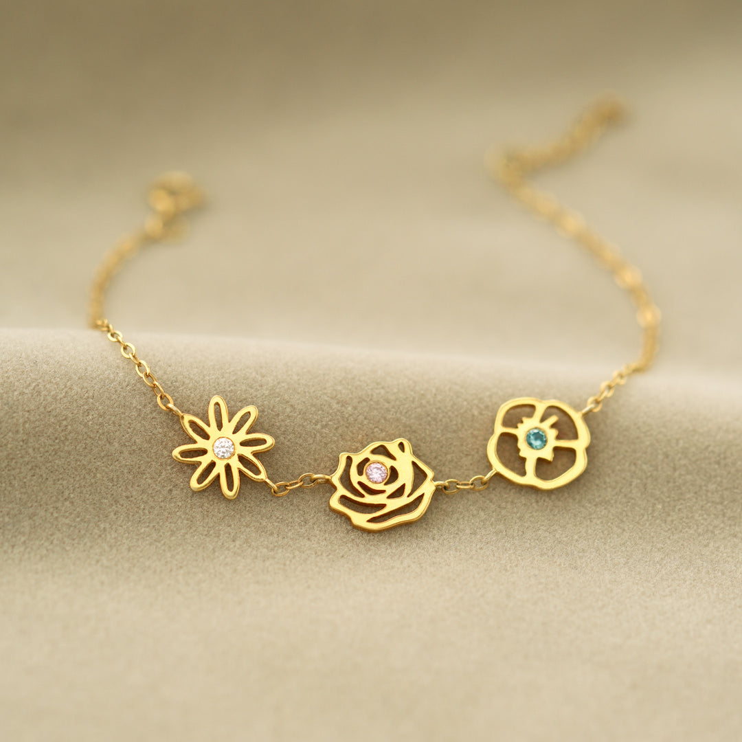 Skanto | Delikat Fødselsblomst & Fødselsstein Armbånd