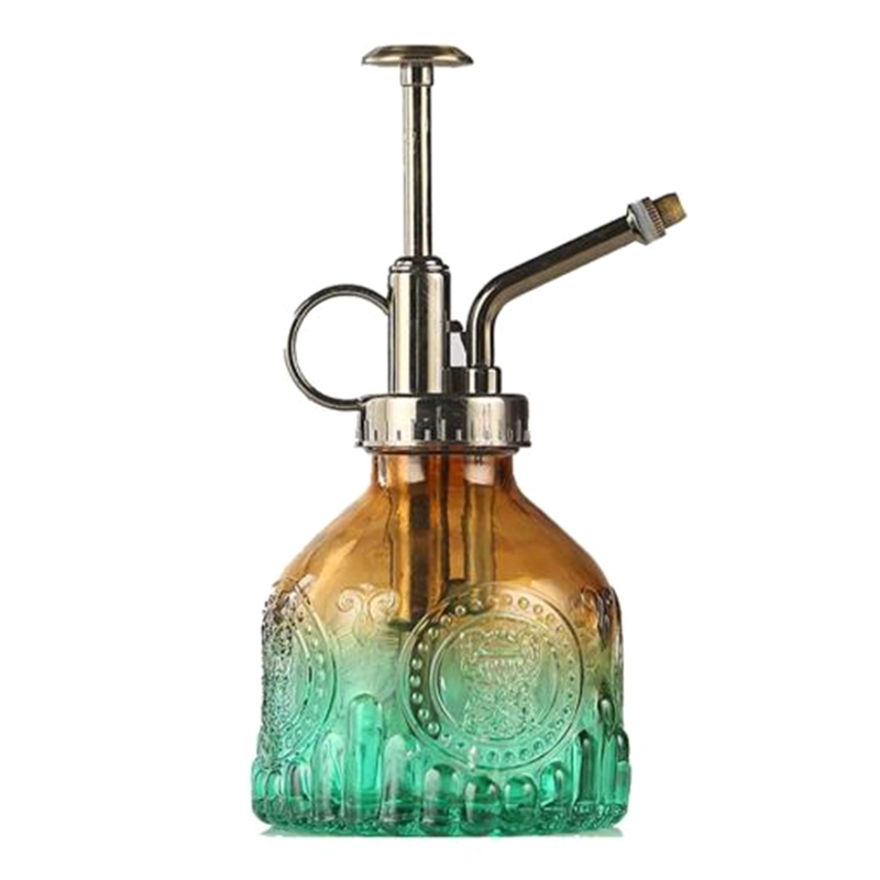 Skanto | Preget glassflaske med metalldyse – Plante sprayflaske for vanning av blomster i vintage design
