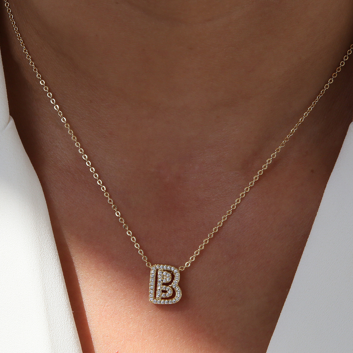 Skanto | Blændende Diamant Initial Halskjede