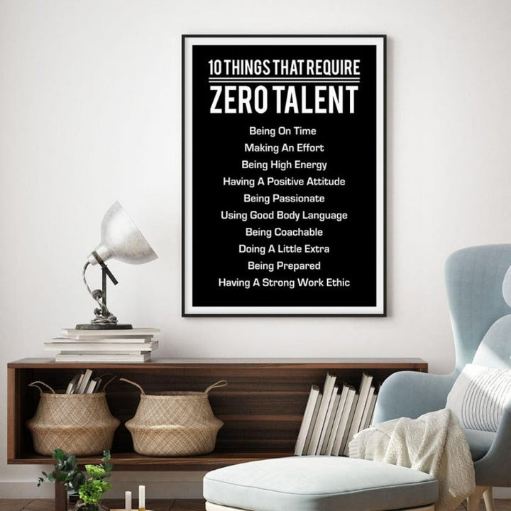 10 Things That Require Zero Talent Posters Canvas Painting Wall | Skanto