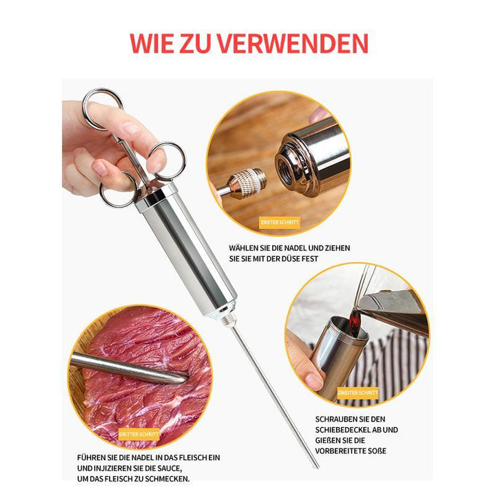 304 Marinade Injector laget av rustfritt stål for marinering av kjøtt på kjøkkenet | Skanto