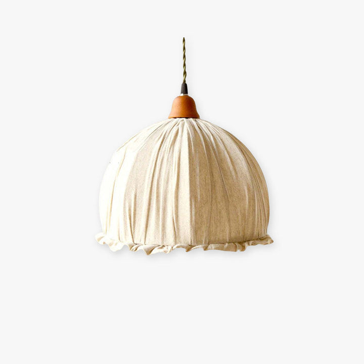 EcoLume - Minimalistisk skandinavisk LED-pendellampe med beige stoffskjerm og justerbar bue for stue og spisestue