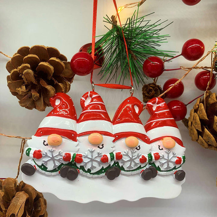 Skanto | 4 Navn-Egen Familie Jule X-mas Tre Dekorasjon Ornament med Navn-Dverger Familie