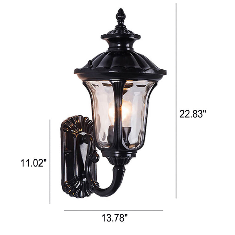 Europeisk Retro Vanntett Steinmønster Glasslampeskjerm 1-Lys Utendørs Vegglampe | Skanto