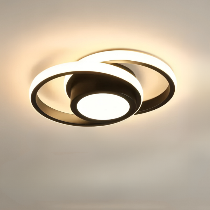 Moderne LED-taklampe 18 W | Kreativt design med 2 ringer | Energiøkonomisk belysning for stue og kontor 24 cm