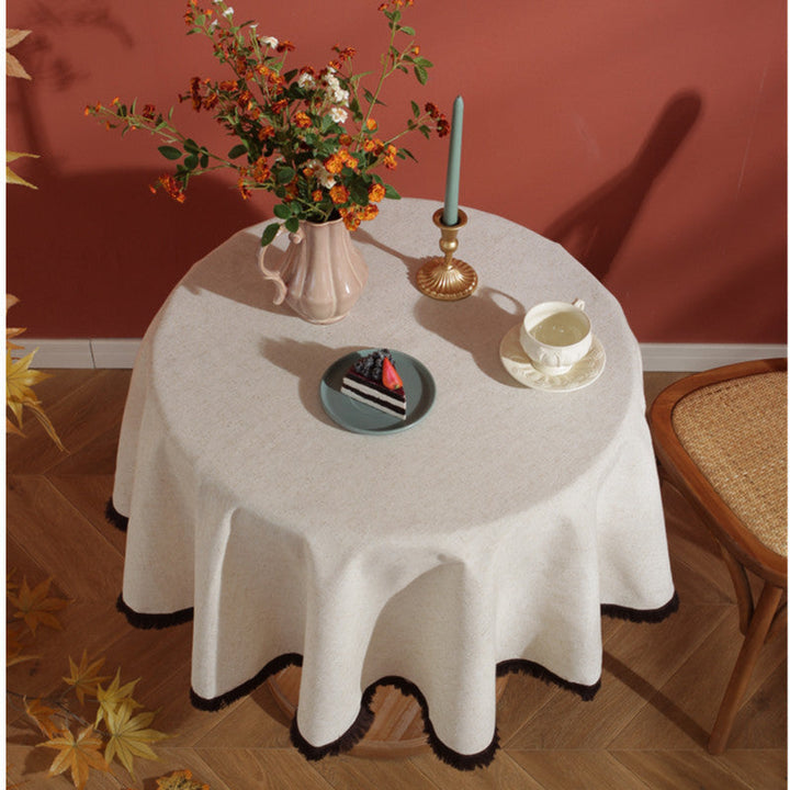 Skanto | Minimalistisk Lin Frynse Duken Naturlig Stil