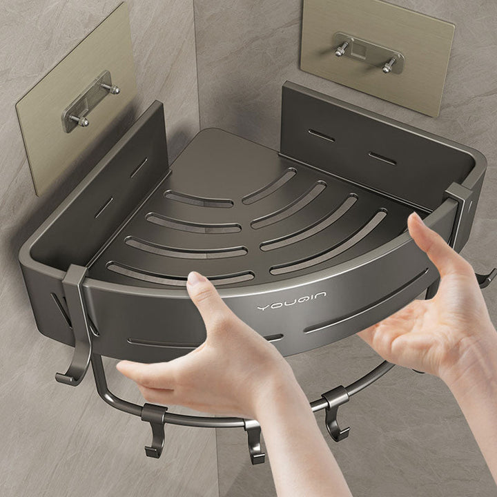 Skanto | EasyCorner Aluminiumshelf – Selvklebende Badkrok Lagring uten Boring