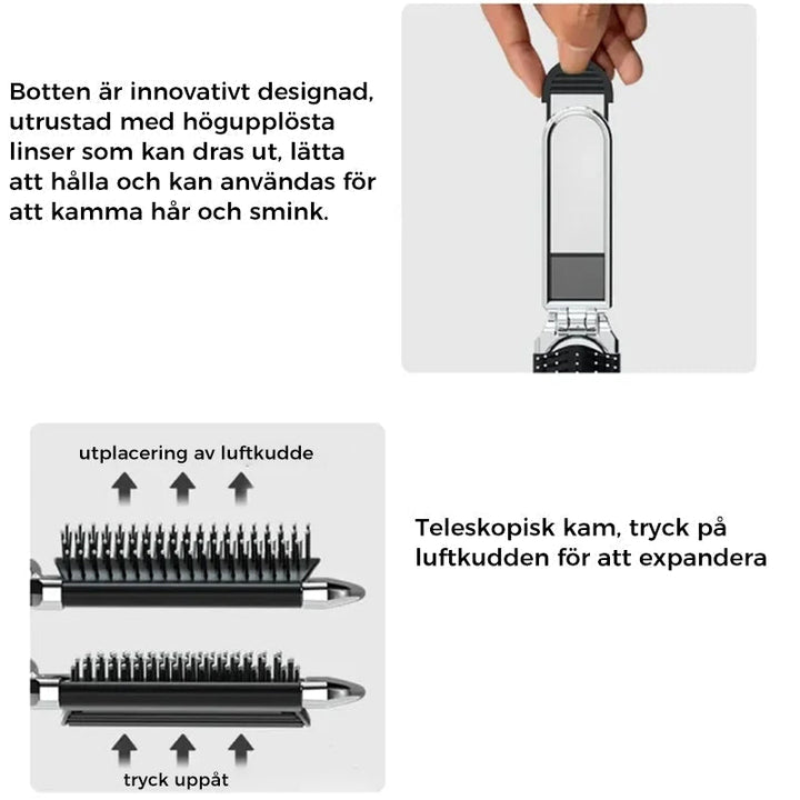 Skanto | MirrorFlex Reise Speil Hårbørste | Sammenleggbar & Kompakt | Praktisk Styling på Farten