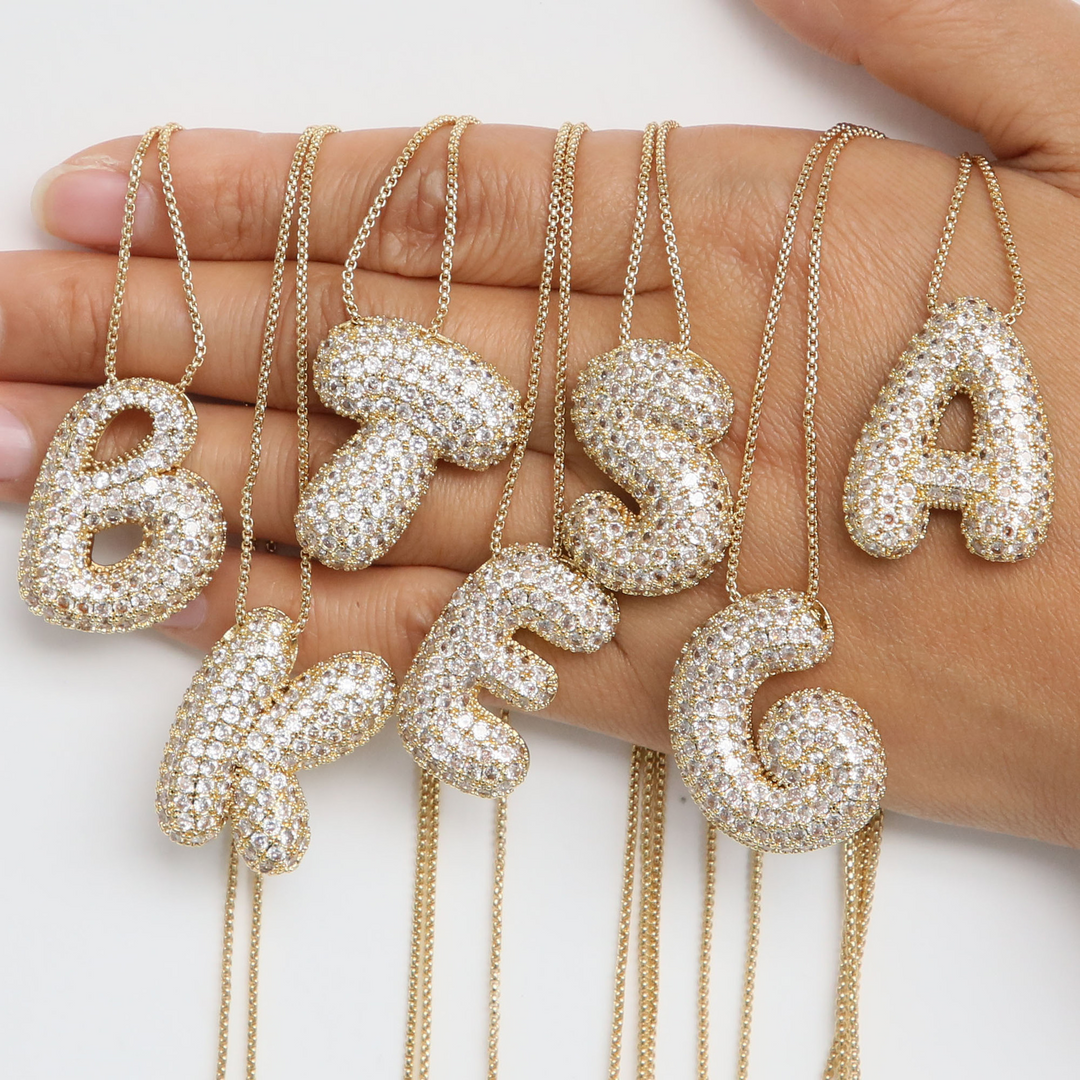Skanto | Chunky Bubble Diamond Dazzle Initial Halskjeder