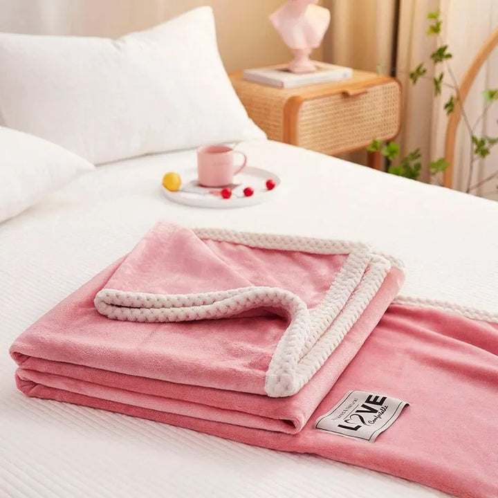 Skanto | Rosa Flanell Fleece Teppe - BlushCozy
