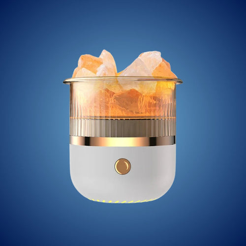 SereniGlow Crystal Salt Fuktighetsgiver | USB Aroma Diffuser – Nattlys & Luftrenser – For Avslapning, Stressreduksjon & Forbedret Luftkvalitet Skanto