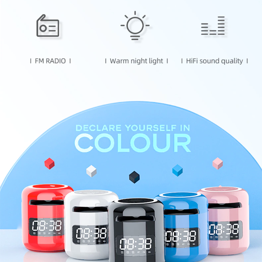 Skanto | Bluetooth Høyttaler med FM Radio Vekkerklokke