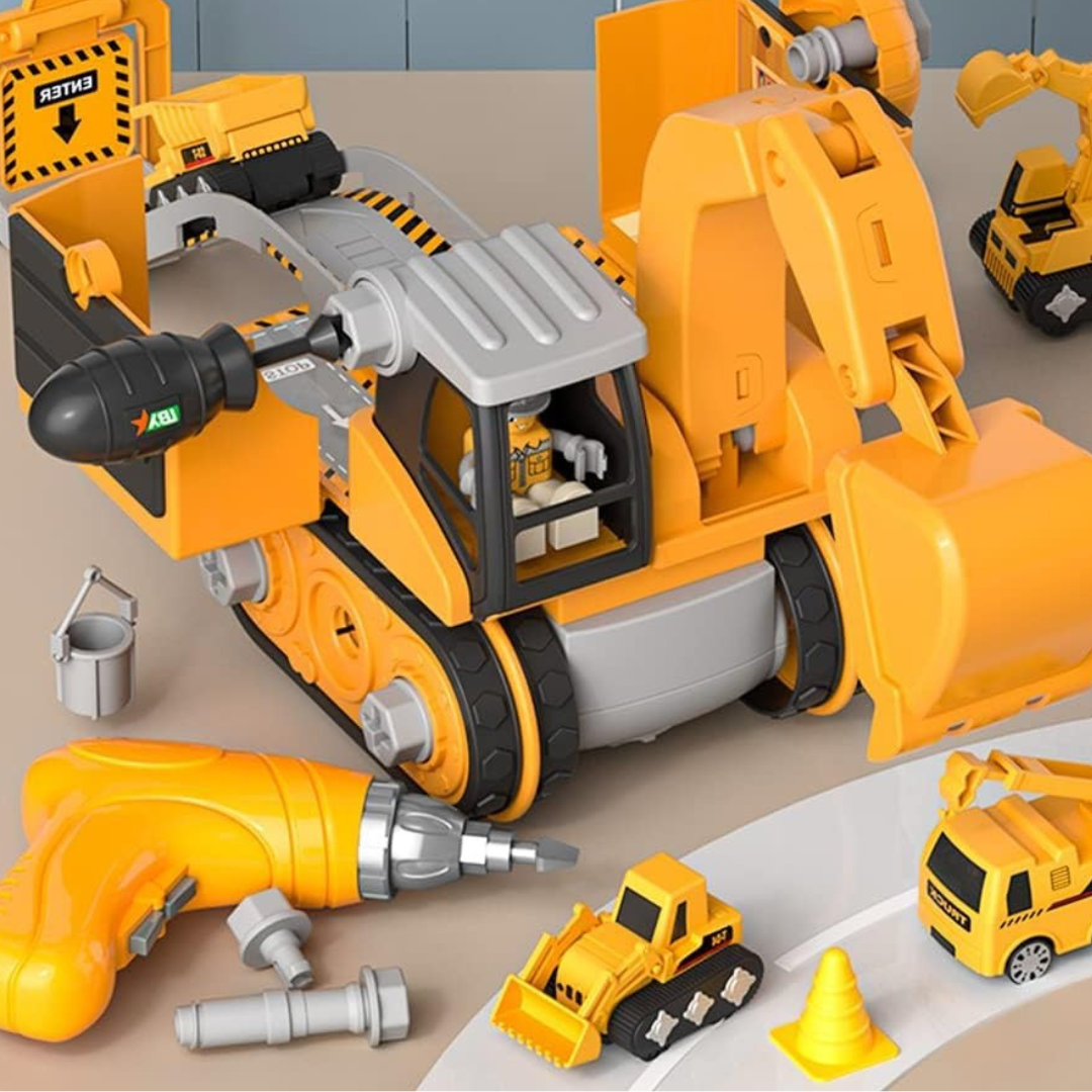 Skanto | LittleBuilder – Bygge lastebil, gravemaskin og kran leke sett for barn