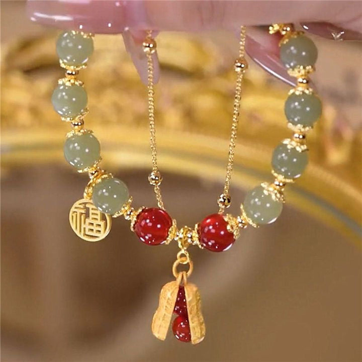Skanto | Double Chain Natural Jade Bracelet