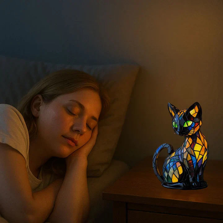 Lumikat Håndlagd Glød-i-mørket Kattelampe – Miljøbelysning og Gave | Skanto