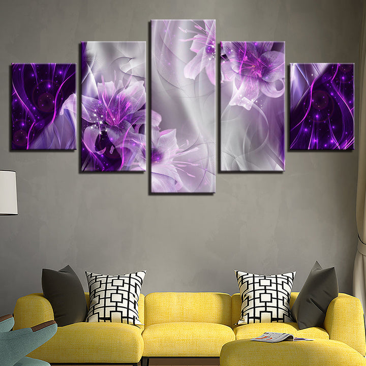 Fantasy Purple Lilien 5 stk - Lerret veggkunst maleri